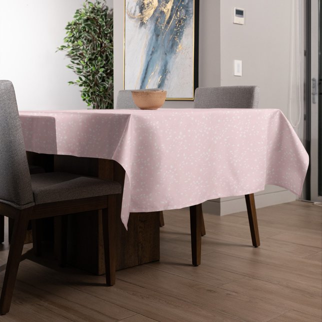 Pink White Pattern Simple Minimalist Tablecloth (Pink speckled dotted cute festive table cloth.)