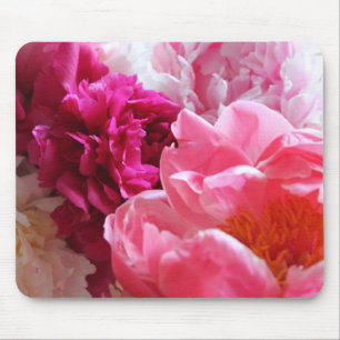 Pink & White Peonies in Bloom - Mousepad