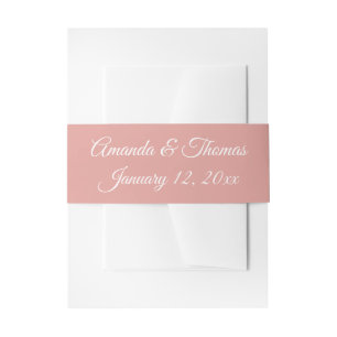 Pink & White Personalised Wedding Invitation Band Invitation Belly Band