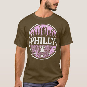 Pink White Philly Fan Philadelphia Skyline Liberty T-Shirt