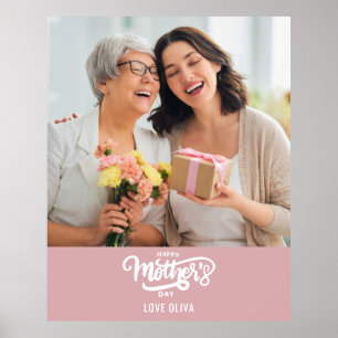 Pink White Photo Collage Gift Happy Mother's Day Poster
