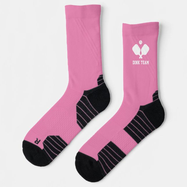 Pink White Pickleball Paddles Personalised Team Socks (Left)
