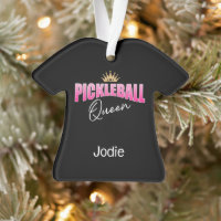 Pink White Pickleball Queen With Gold Crown