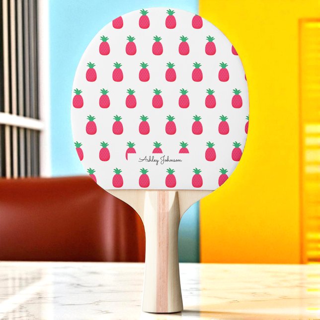 Pink White Pineapple Pattern  Ping Pong Paddle (Creator Uploaded)