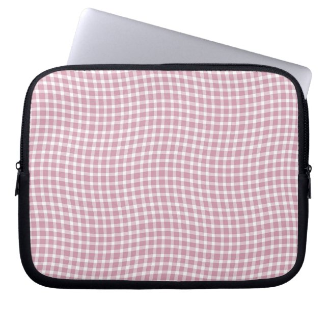 Pink White Plaid Checker Seamless Pattern Laptop Sleeve (Front)