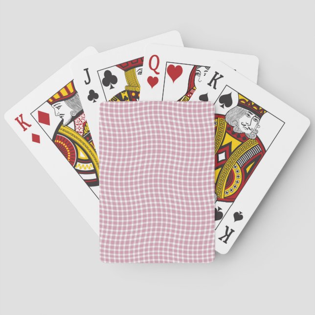 Pink White Plaid Chequered Seamless Pattern Playing Cards (Back)