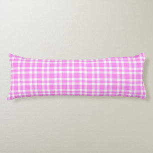 Pink White Plaid Pattern Body Cushion