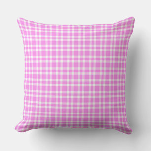 Pink White Plaid Pattern Cushion