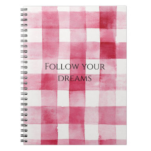 Pink White Plaid Stripes Birthday Notebook