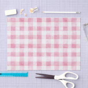 Pink White Plaid Stripes Birthday Tissue Paper