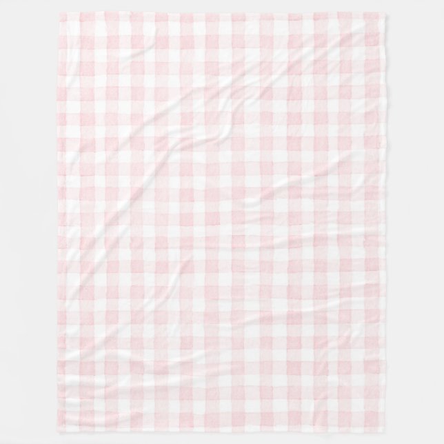 Pink White Plaid Stripes   Fleece Blanket (Front)