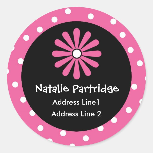 Pink & White Polka Dot Address Labels (Front)