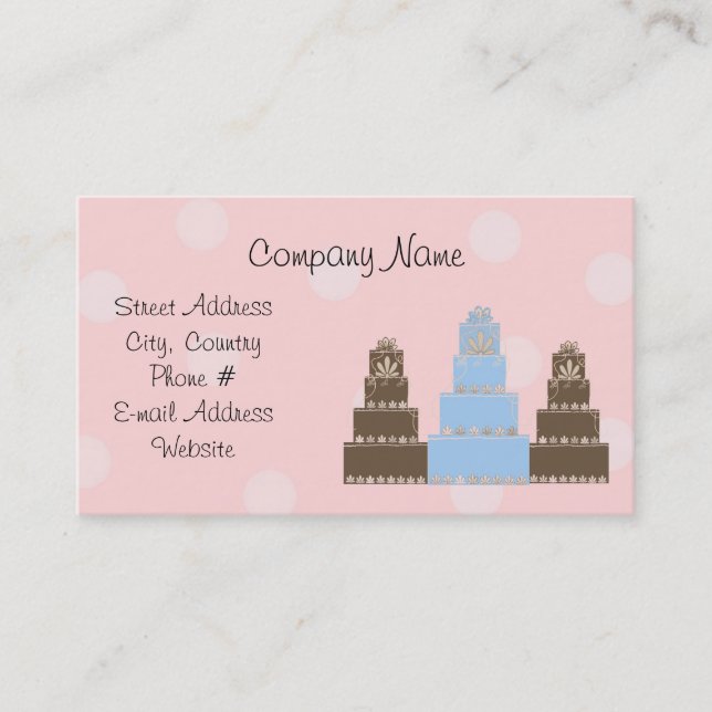 Pink White Polka Dot Designer Cakes Business Card (Front)