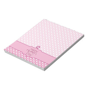 Pink white Polka dot Flower Mothers Day Notepad
