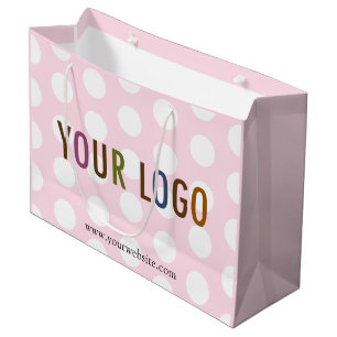 Pink & White Polka Dot Gift Bag with Business Logo