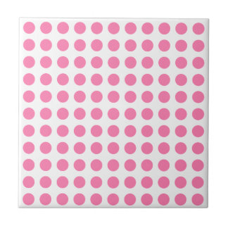 Pink White Polka Dot Girly Ceramic Tile