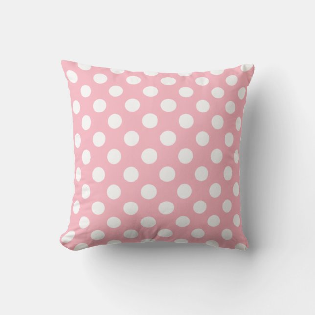 Pink & White Polka Dot Pillow (Front)