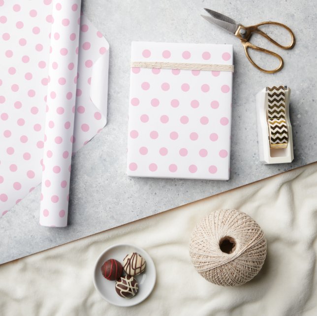 Pink White Polka Dot Wrapping Paper (Crafts)