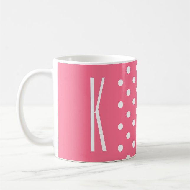 Pink & White Polka Dots Coffee Mug (Left)