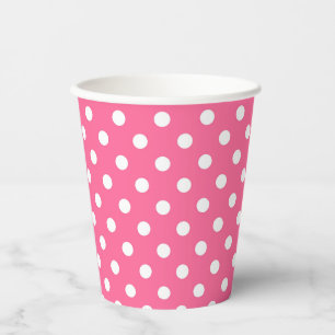 Pink White Polka Dots Design Paper Cups