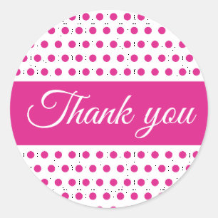 Pink white polka dots minimal classic round sticker