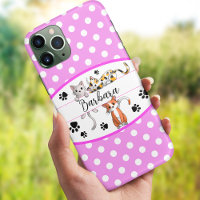 Pink & white polkadot, cute kittens custom