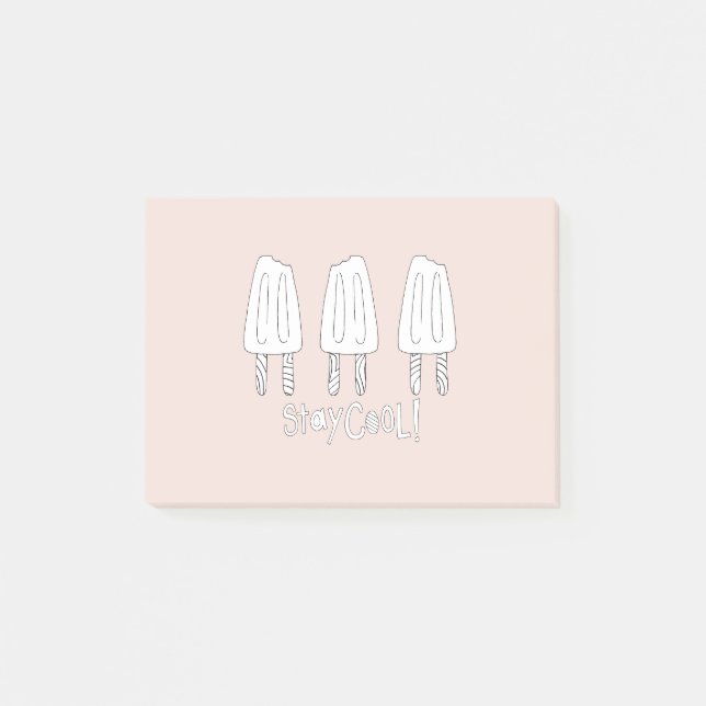 Pink White Popsicles Post-it Notes (Front)