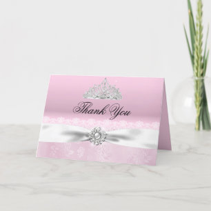 Pink & White Princess Tiara Thank You Card