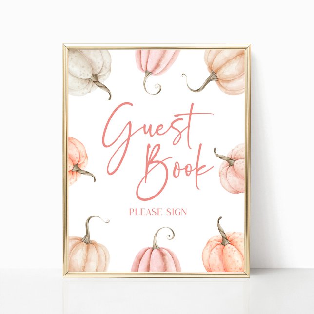Pink White Pumpkin Fall Autumn Guest Book Sign (Creator Uploaded)