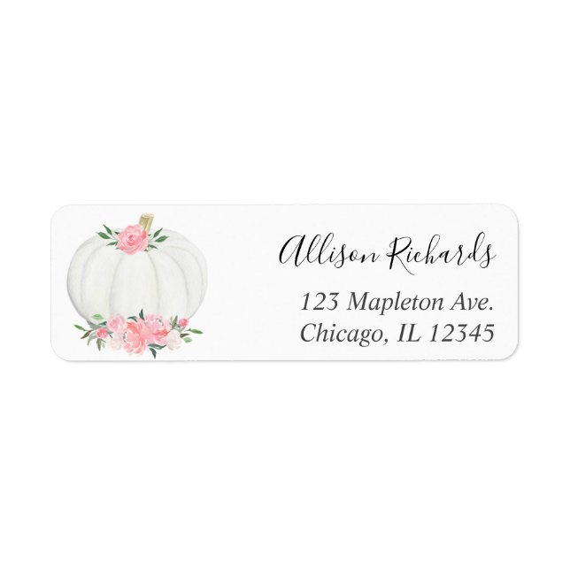 Pink white pumpkin floral watercolor fall (Front)