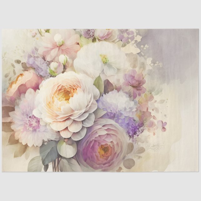 Pink White  Purple Peonies Wedding Shower  Tissue Paper (Front)