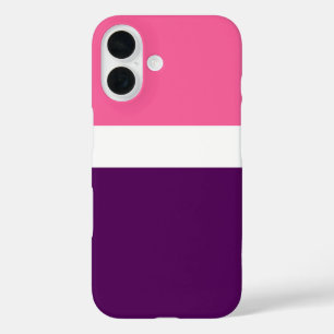 Pink White Purple Plain Colour Block Design  iPhone 16 Case