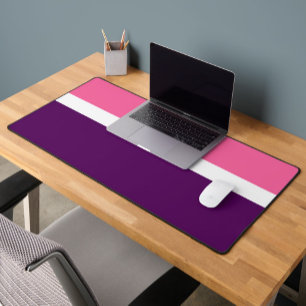 Pink White Purple Plain Colour Block Design Desk Mat