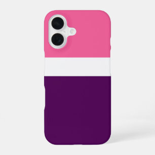 Pink White Purple Plain Colour Block Design iPhone 16 Case