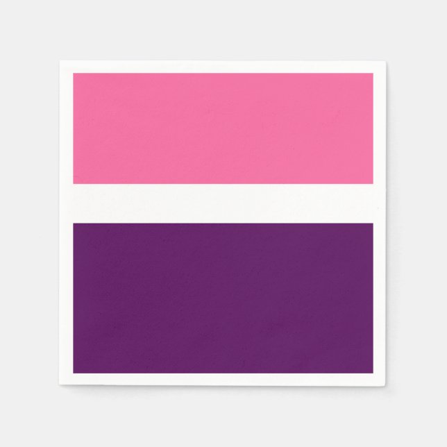 Pink White Purple Plain Colour Block Design  Napkin (Front)