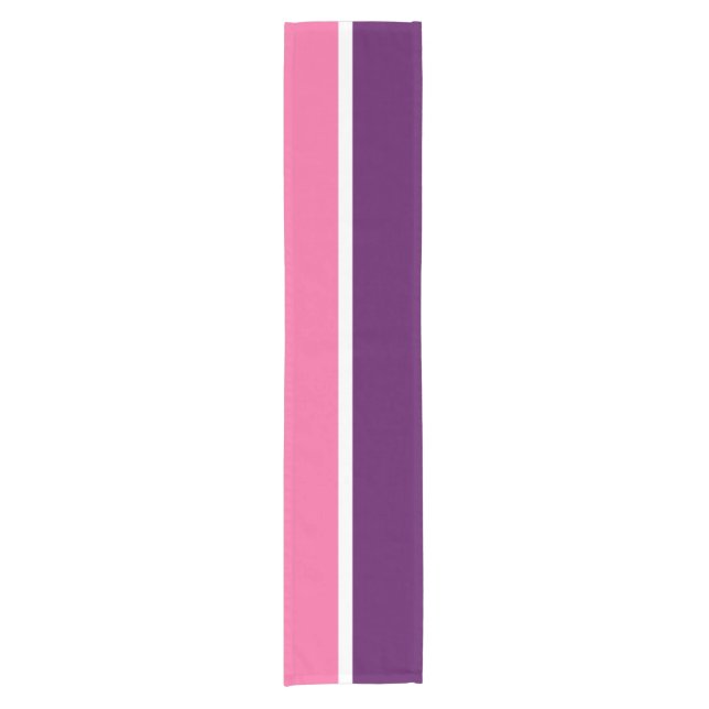 Pink White Purple Plain Colour Block Design  Short Table Runner (Front)