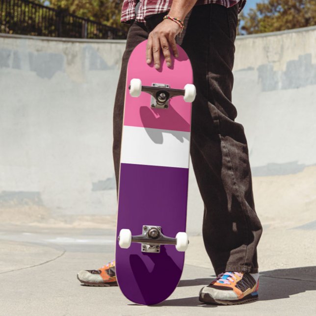 Pink White Purple Plain Colour Block Design  Skateboard (Creator Uploaded)