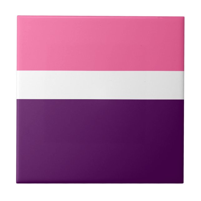 Pink White Purple Plain Colour Block Design  Tile (Front)