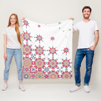 Pink, White & Purple Watercolor Floral Design  Fleece Blanket