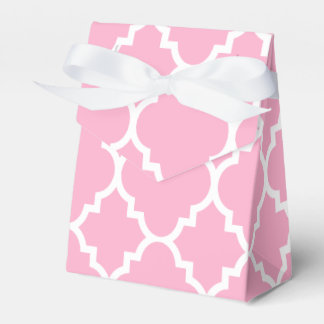 Pink White Quatrefoil Moroccan Pattern Favour Box