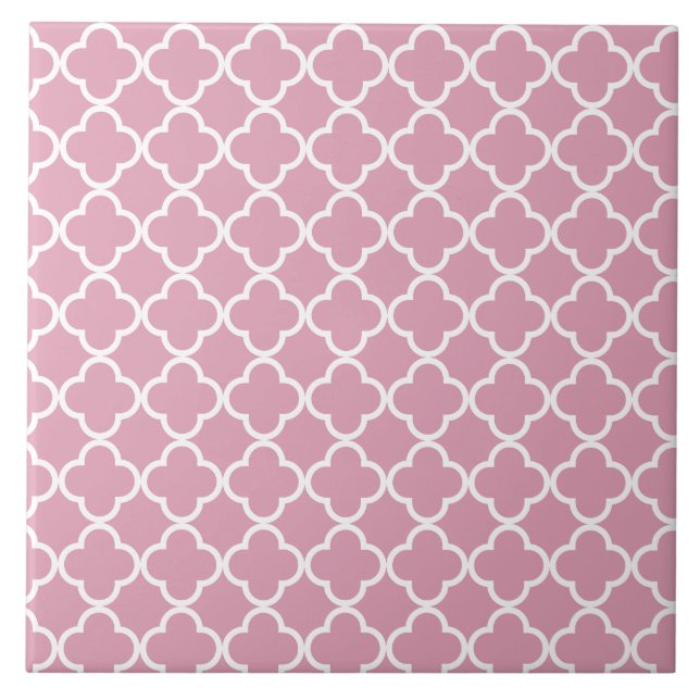 Pink white quatrefoil  tile (Front)