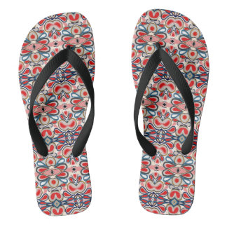 pink white red blue abstract jandals