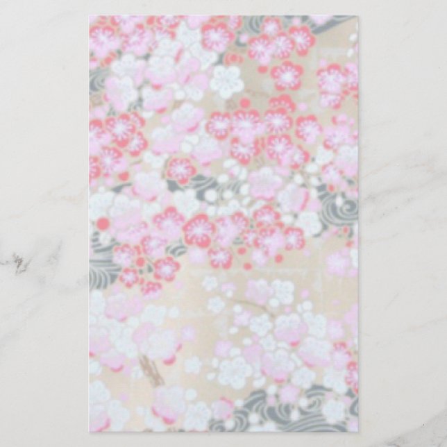 Pink, White & Red Flowers Stationery (Front)