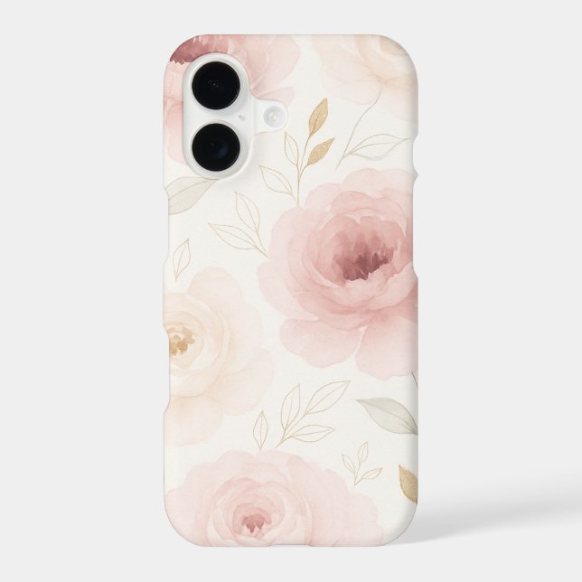 Pink & White Rose Phone Case – Floral Protective  (Back)