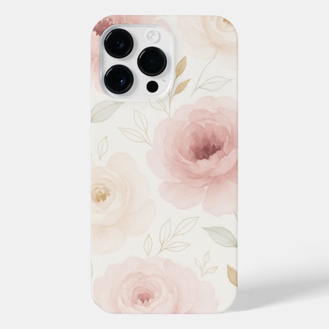 Pink & White Rose Phone Case – Floral Protective  (Back)