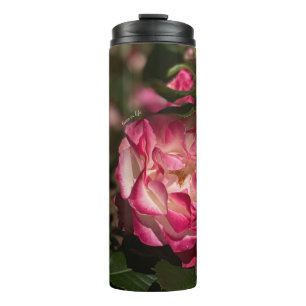 Pink & White Rose Thermal Tumbler