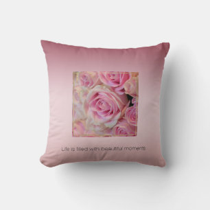 Pink White Roses Beautiful Moments       Cushion