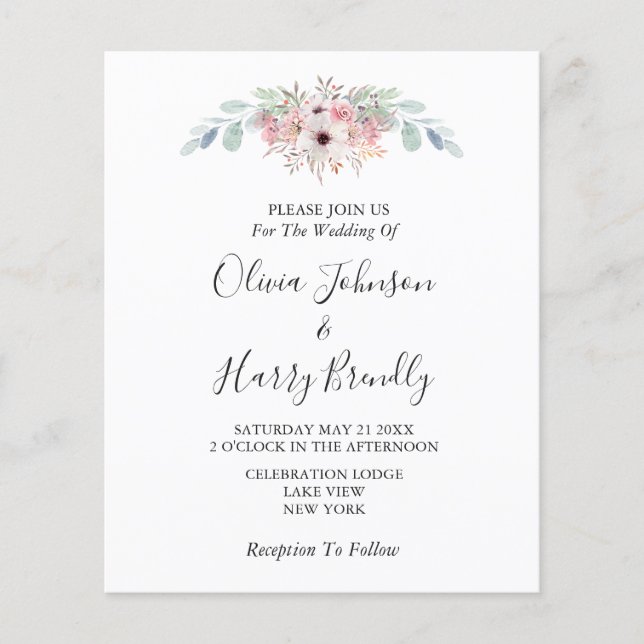 Pink White Rustic Eucalyptus Greenery Wedding   Flyer (Front)