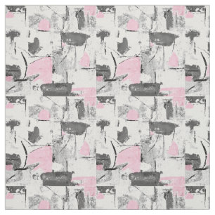 Pink White & Shades of Grey Abstract Fabric