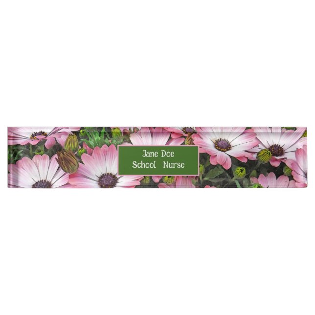 PINK & WHITE SHASTA DAISIES NAMEPLATE (Front)